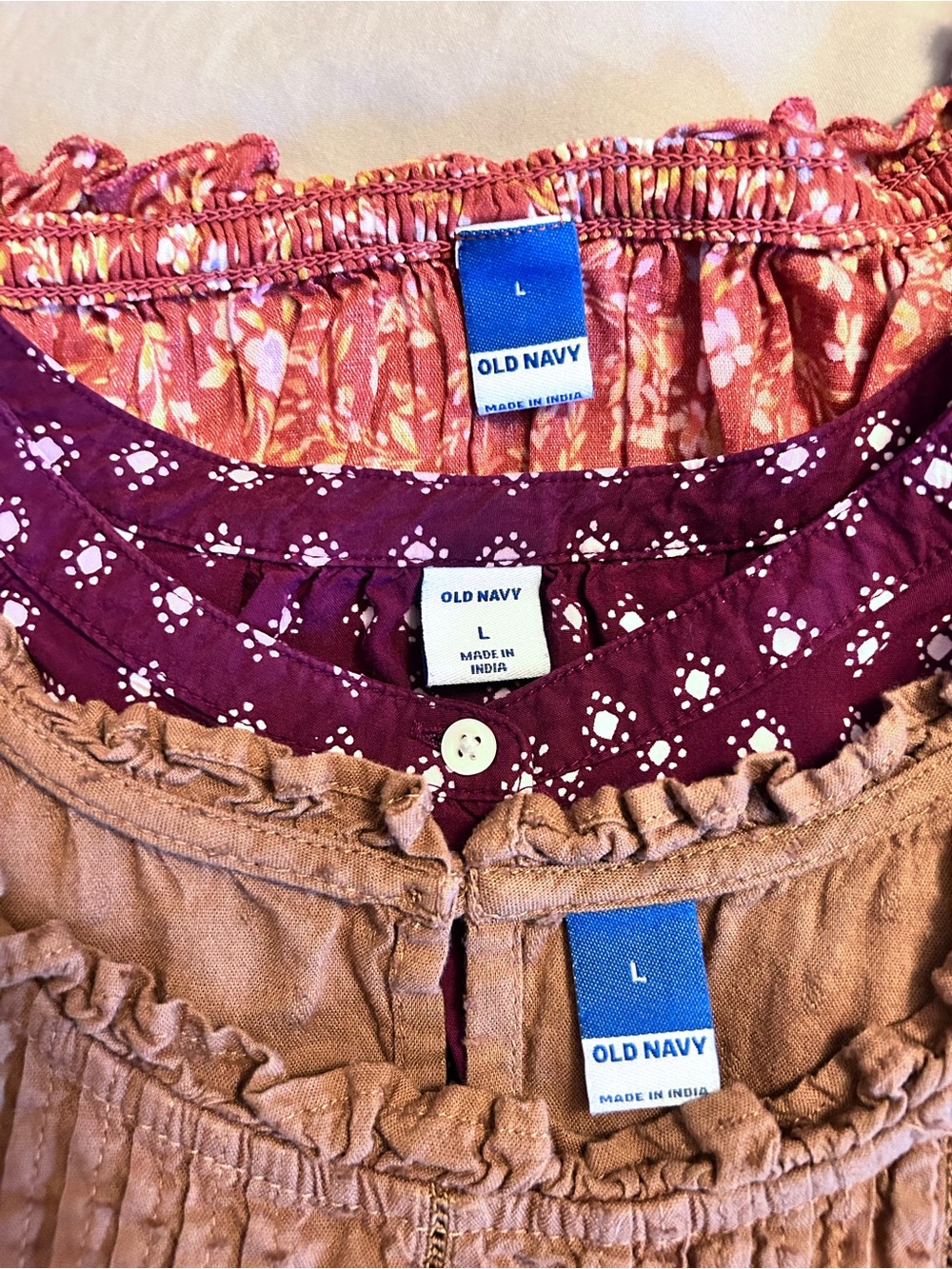 Old Navy Girls' Maroon Floral and Tan Skirts Trio